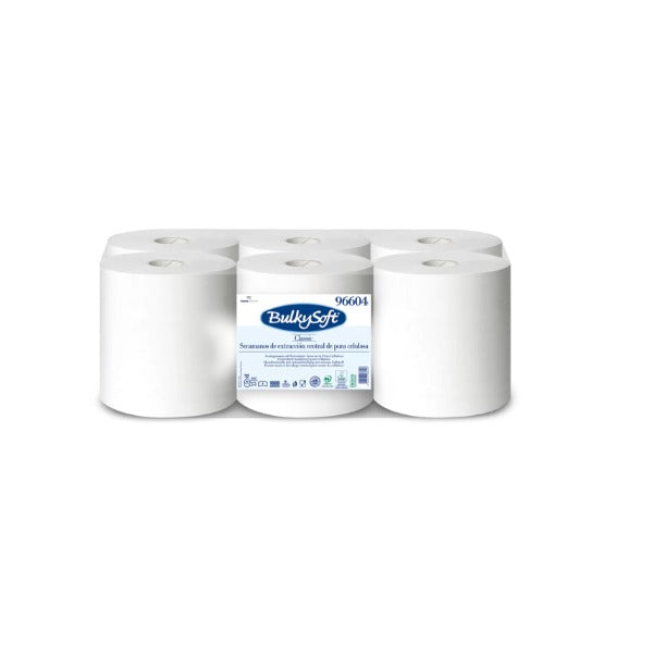 Bulkysoft Classic Papierwischtücher Midi, 1-lagig, 857 Blatt = 300 lfm – 6 Rollen
