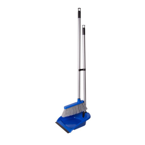 Langstiel Kehrgarnitur Budget mit Gummilippe, 23 × 27 × 92 cm, blau
