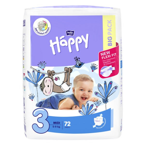 Bella Baby Happy Midi N°3, 5–9 kg – 288 Stück