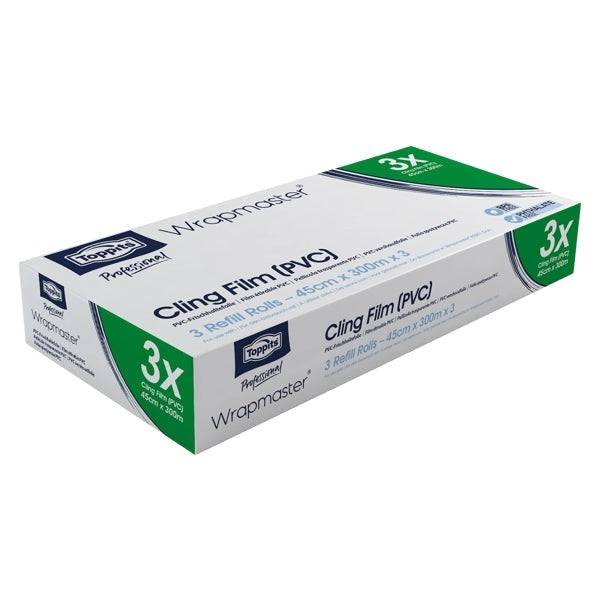 Frischhaltefolie Wrapmaster 4500, PVC, 45 cm × 300 m – 3 Rollen