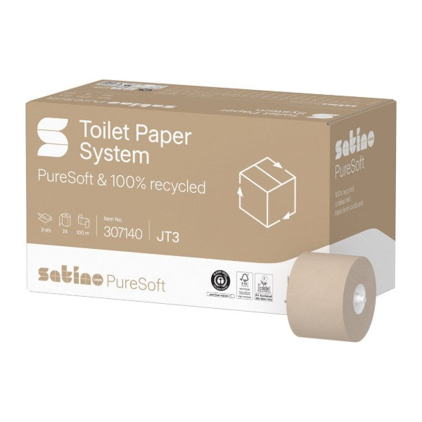 Toilettenpapier Satino PureSoft Compact Grossrolle – JT3 System, Recycling, 2-lagig – 24 Rollen