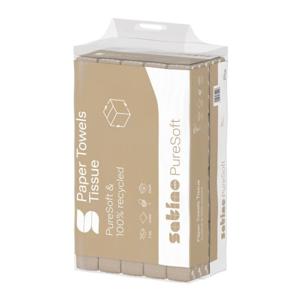 Handtuch Satino PureSoft – PT3 System, V-Falz, Recycling, 2-lagig, 24 × 23 cm – 4000 Stück