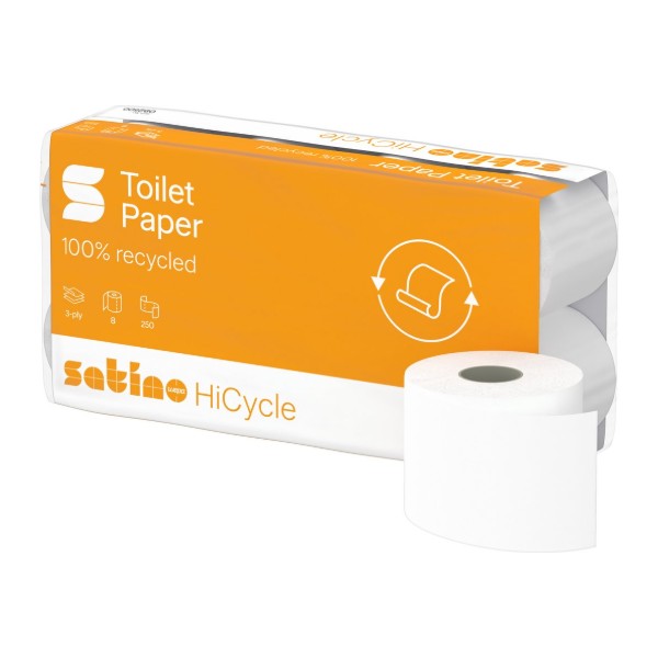 Toilettenpapier Satino HiCycle Kleinrollen – MT1 System, Recycling, 3-lagig, 250 Blatt – 72 Rollen