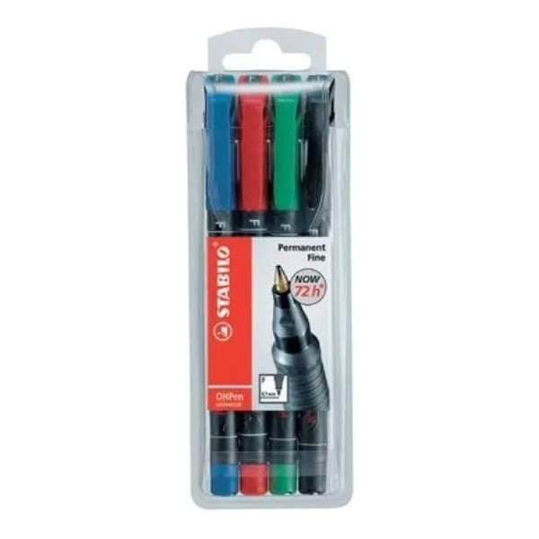 STABILO OHP Pen permanent, fein (F), 4er-Etui