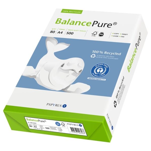 Recycling-Kopierpapier Balance Pure BA A4, 80 g/m², 2 500 Blatt (1 Karton)