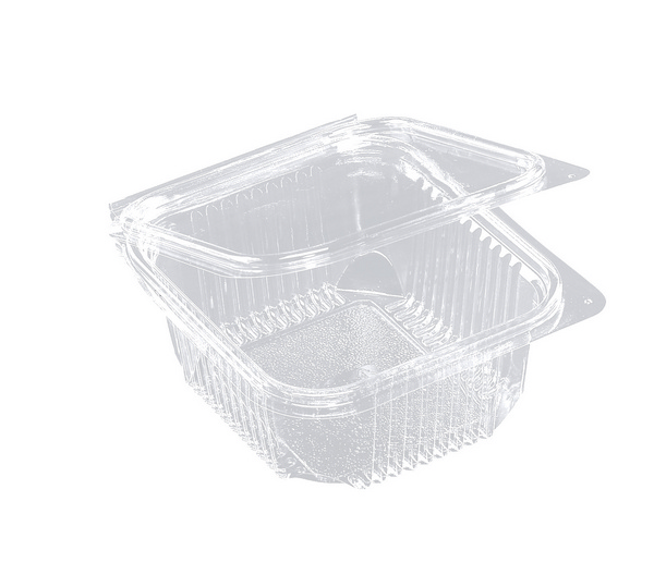 Rechteckschale mit Scharnierdeckel 500ml PET glasklar – 600 Stück