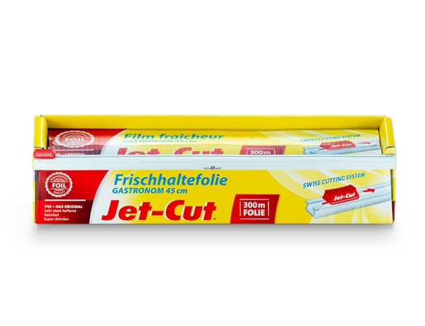 Jet-Cut Frischhaltefolie Cutterbox PVC 45 cm × 300 m 8,5 my – 1 Rolle