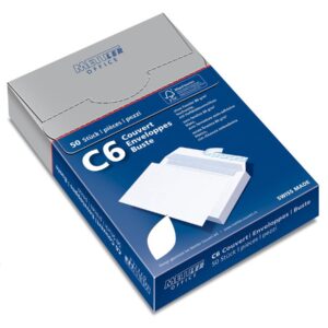 Mettler Couvert C6 ohne Fenster hochweiss 80 g/m² Haftklebe (50 Stück)