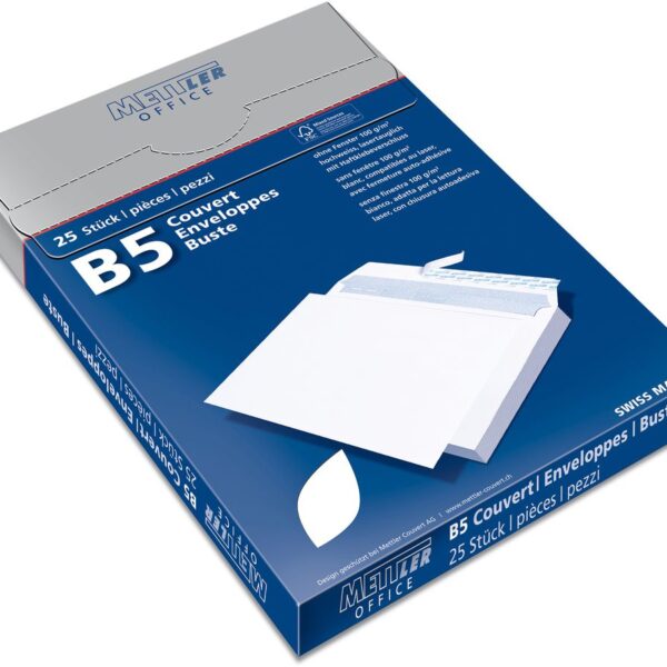 Mettler Couvert B5 ohne Fenster ultraweiss 100 g/m² (25 Stück)
