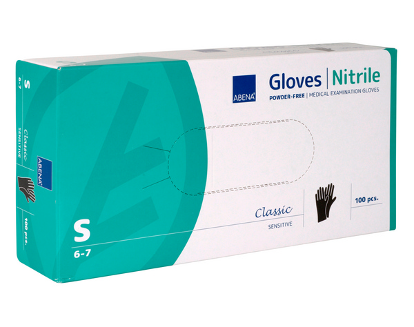 Abena Classic Nitril-Einweghandschuhe, schwarz, puderfrei, unsteril, 240 mm – 100 Stück