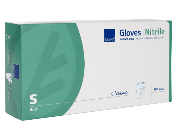 Abena Classic Nitril-Einweghandschuhe weiss, 240 mm, Packung 100 Stück
