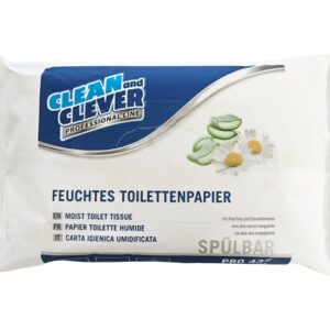CLEAN and CLEVER feuchtes Toilettenpapier PRO 437, mit Aloe Vera und Gänseblümchen, spülbar, Paket à 48 Tücher – 36 Pakete