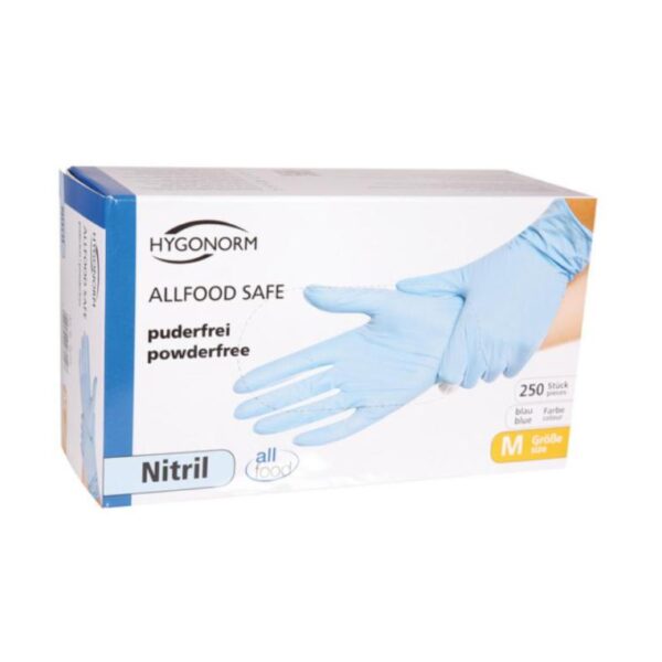 HYGONORM Allfood Safe Nitril-Einweghandschuhe blau puderfrei unsteril