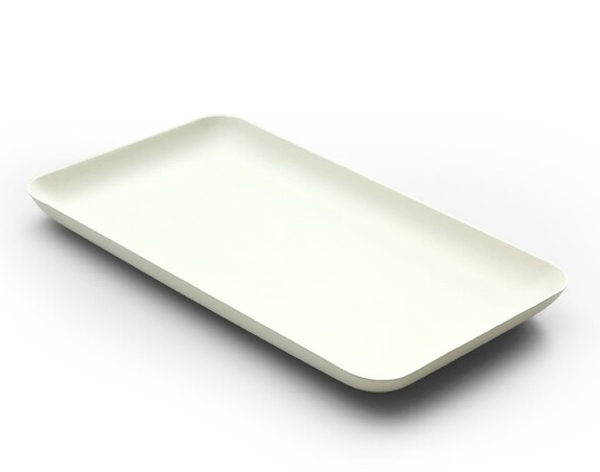 Teller rechteckig Bagasse, weiss, 200 x 120 x 15 mm
