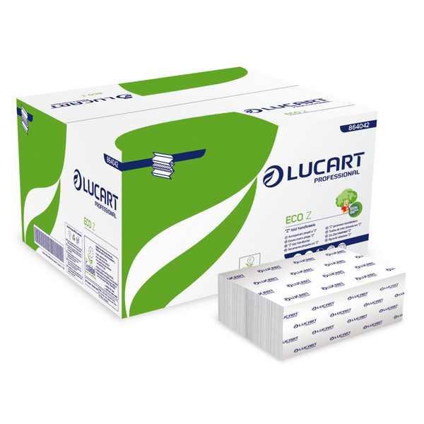 Lucart Eco Z Handtuch, Z-Falzung, Recycling, 2-lagig, 22,5 × 24 cm – 3000 Stück