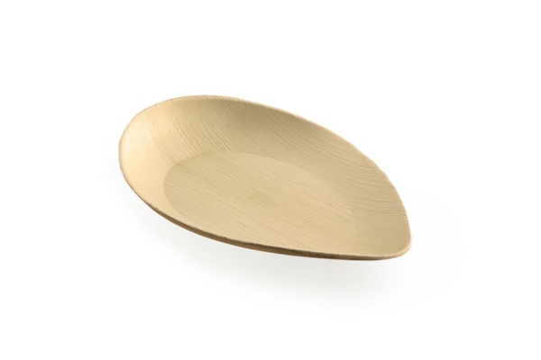 Teller Palmblatt, braun, oval