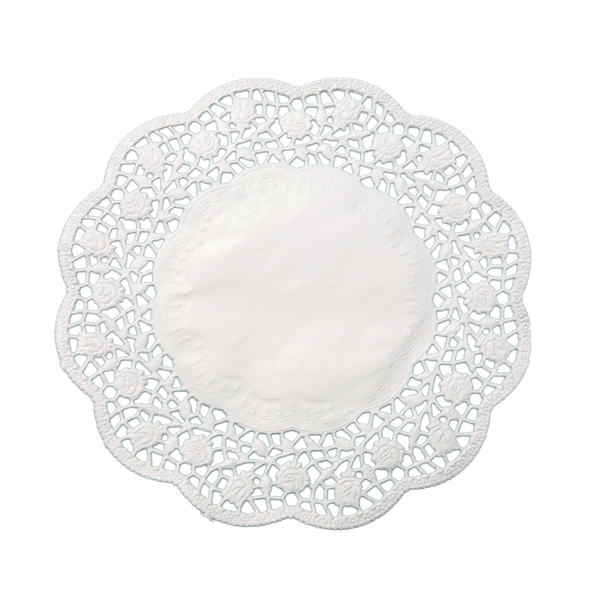 Spitzenpapier Rosenmuster, rund, weiss, 33 cm - 250 Stück
