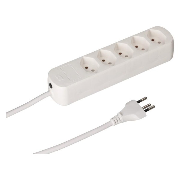 Steckdosenleiste Max Hauri 5x T13, weiss, 5 m Kabel – 1 Stück