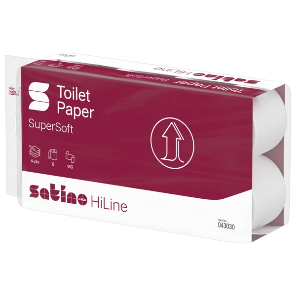 Satino HiLine Toilettenpapier Kleinrollen – MT1 System, Zellstoff, 4-lagig, 150 Blatt – 72 Rollen