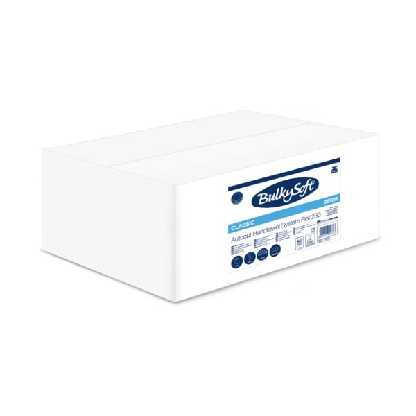 Bulkysoft Autocut Handtuchrolle, 2-lagig, weiss, 19,2 cm × 230 lfm – 6 Rollen